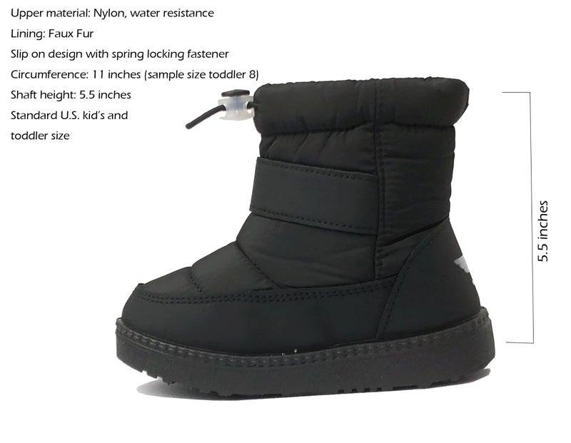 REDVOLUTION Kids Boots Unisex Nylon Snow Bootie Faux Fur Midcalf Outdoor Boot (350black, small kid 11) - Image 4